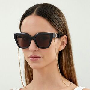 NEW Gucci GG1023S 005 Black Brown Square Chain Women Sunglasses
